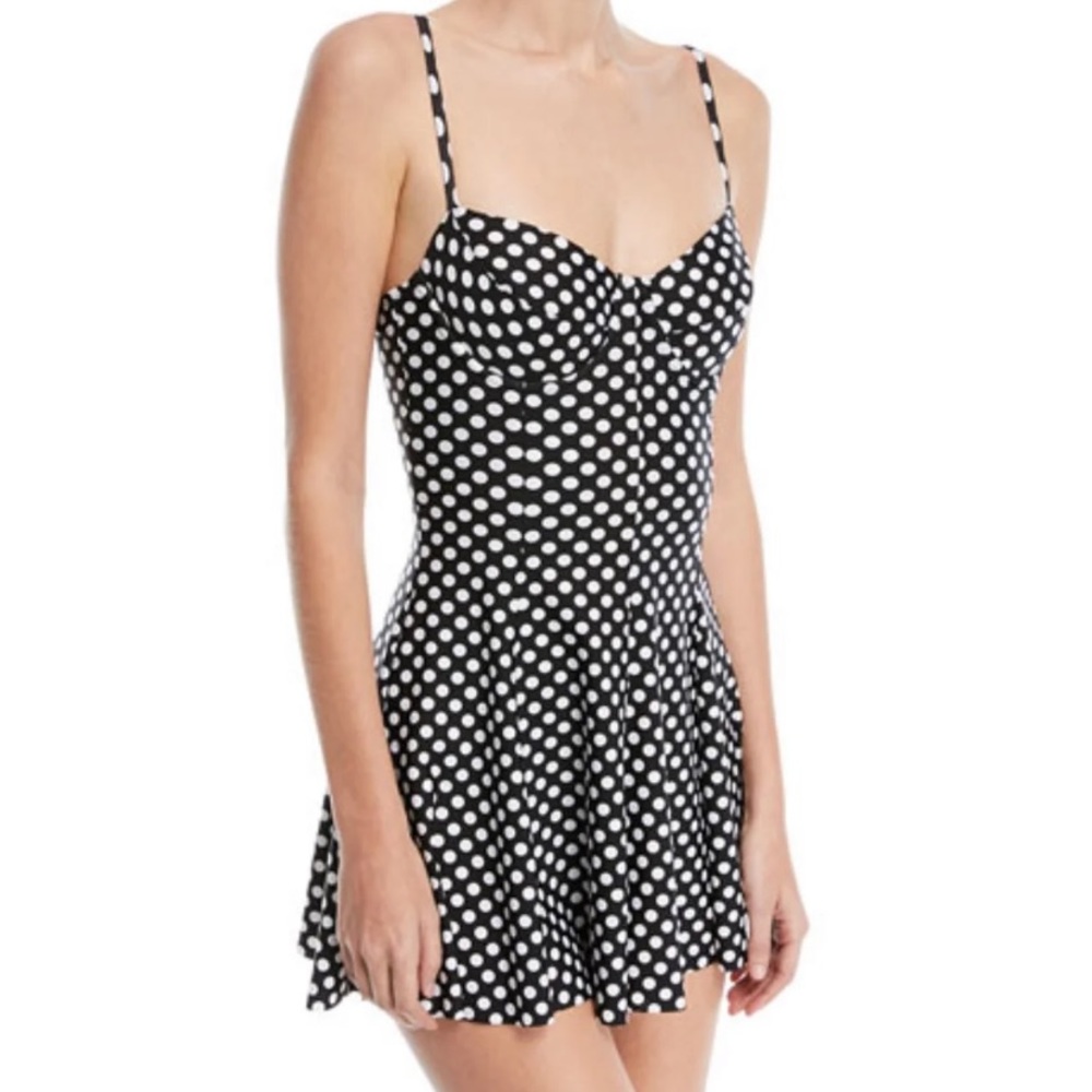 Norma Kamali Polka-Dot Swim Underwire Dress 
Size Small